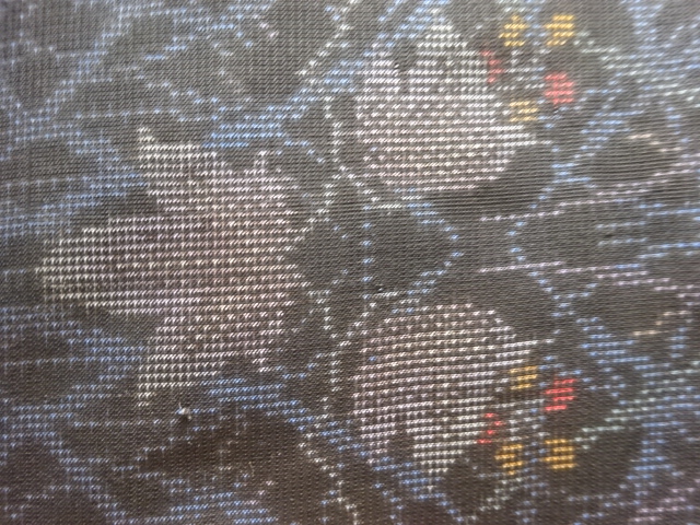 JAPANESE KIMONO / ANTIQUE KIMONO / SILK / DORO OSHIMA TSUMUGI (7 maruki) / WOVEN FRUITS OF BRANCH